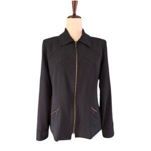 Juliana Collezione Black Jacket Zip Front Slit Pockets Sleeve Crystals Details 6